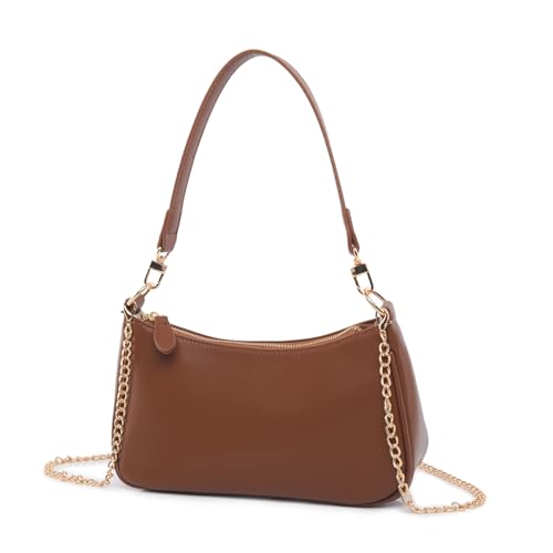 Shoulder Bag for Women with 2 Removable Straps and Zipper Closure Crossbody Bags Clutch Tote HandBags Purses | with 2 Removable Straps - color: Brown