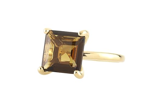 Vintage 14K Gold Rings for Women - Smoky Quartz or Brown Quartz - Proposal, Anniversary, Handmade Jewelry
