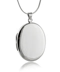 FashionJunkie4Life Sterling Silver Oval Locket Necklaces for Women, 18" Cable Chain - style: Large Simple