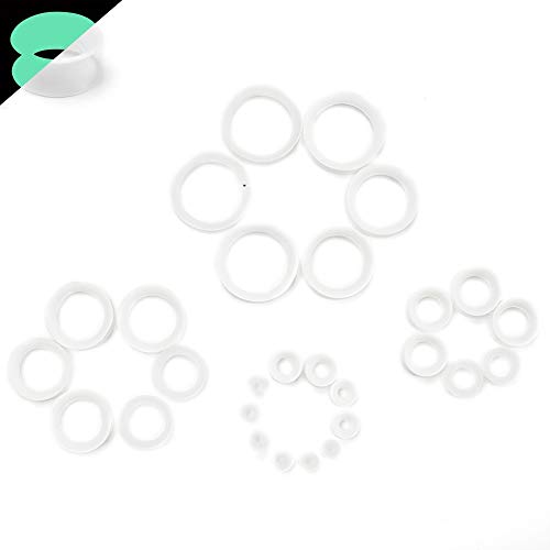 WBRWP 20/28pcs Ear Stretching kit Set: Hollow Hard/Soft Silicone Plugs and Tunnels Ear Expander Gauges Stretcher Body Piercing Jewelry - style: 28pcs Thin/Glow in Dark