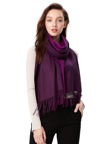 maamgic Women's Winter Scarf Soft Warm Scarf for Women Cozy Shawl Wraps for Women Lightweight Pashmina Style Wrap - color: Purple and Dark Purple