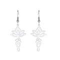 TEAMER Stainless Steel Lotus Flower Dangle Earrings Bohemian Drop Earring Unique Geometric Jewelry for Women - color: Lotus 5 - Steel Color