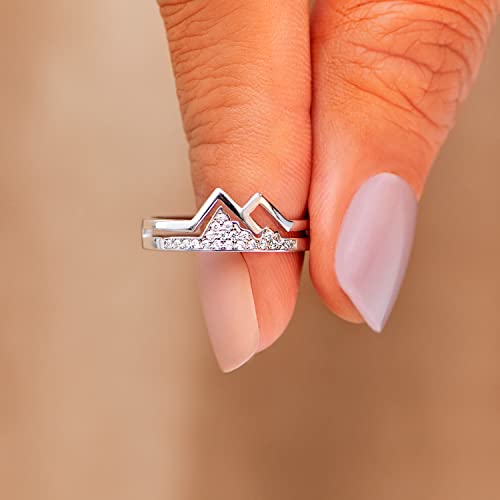 STORYJEWELLERY Mountain Ring, Western Rings for Women, 925 Sterling Silver Faith Ring, Silver Statement Rings, Christmas Gifts for Women - style: With Message Card for All Occasions