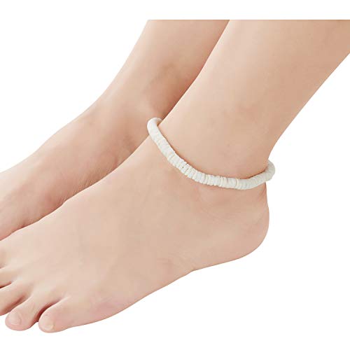 Fesciory Puka Shell Anklet for Women Summer Natural Cowrie Adjustable Ankle Bracelet, Handmade Boho Hawaiian Beach Seashell Jewelry - color: A2:Puka Shell Anklet