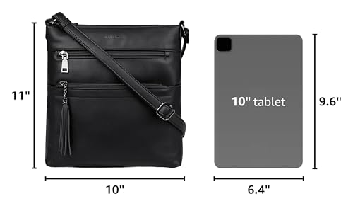 MASINTOR Crossbody Purses for Women, Multi Pocket Casual Crossbody Bag, Adjustable Strap Shoulder Bag with Tassel - color: Pure Black
