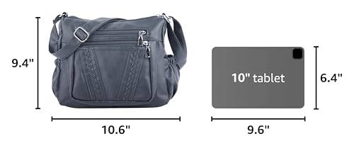 ELDA Crossbody Bags For Women Pocketbooks Soft PU Leather Purses and Handbags Multi Pocket Shoulder Bag - color: Gray