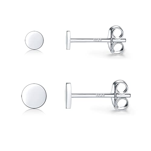 925 Sterling Silver Dot Stud Earrings | Small Simple Round Disc Stud Earrings | Tiny Flat Circle Hypoallergenic Cartilage Tragus Piercing Earrings Gifts for Women Men 2mm 3mm 4mm 5mm - color: #6 white gold-3/4mm