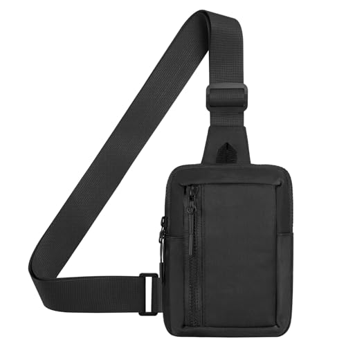 Mini Sling Bag for Men and Women, 7.5 Inch Small Anti Theft Crossbody Sling Backpack Nylon Chest Bag Fanny Pack for Travel Running Hiking (Black) - color: Black