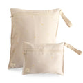mushie Water Resistant Wet Bags | Large & Small Reusable Storage Bag for Baby Items and Travel | Zippered Pockets with Handle | Machine Washable, Set of 2 (Sun)