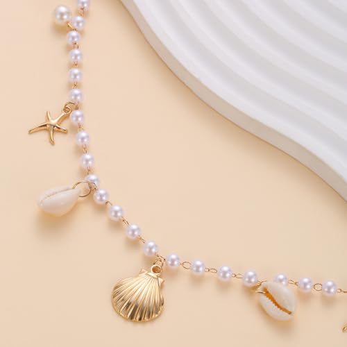 Gold Starfish Seashell Waist Chain Belt for Women Boho Mermaid Pearl Body Chain Summer Beach Vacation Bikini Jewelry Accessories - style: Pearl Chain