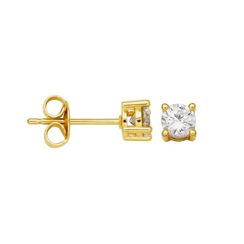 Amazon Essentials Plated Sterling Silver Cubic Zirconia Stud Earrings (Round & Princess) - color: White/Yellow Gold, size: 4 mm, style: Round Cut