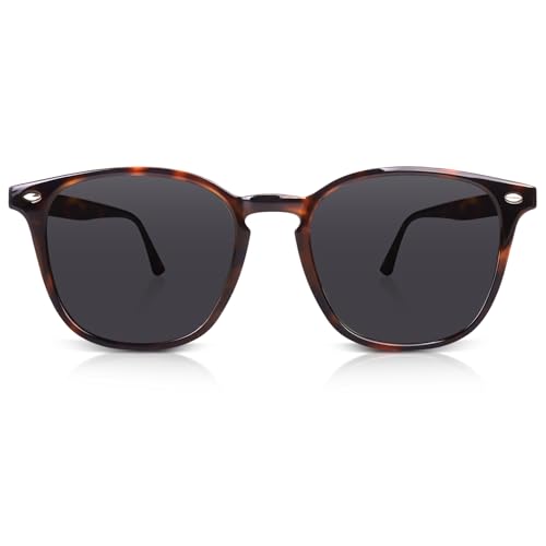 DrRelax Retro Sunglasses Womens Trendy Round Polarized Shades Sun Glasses - color: Tortoise Frame Grey Lens