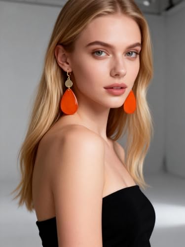 Elisheva Bohemian Lightweight Mother of Pearl Shell Drop Dangle Earrings for Women, Boho Chic Hippie Waterdrop Statement Jewelry Gift - color: olive green