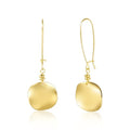 14K Gold Dangle Earrings for Women，Lightweight Circle Disc Coin Geometric Flat Brushed Drop Earrings, Hypoallergenic Leverback Earrings Jewelry - color: C-14K Gold