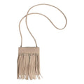 Women Leather Fringe Messenger Bag Mini Hobo Crossbody Tassel Shoulder Bags - color: Khaki