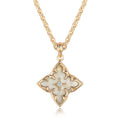 Fettero Gold Clover Necklace for Women Dainty 14K Gold Plated CZ Pendant Necklace Adjustable Chain Choker Charm Colorful Clover Pendant Lucky Necklaces for Women Jewelry - color: White - Mohter of Pearl