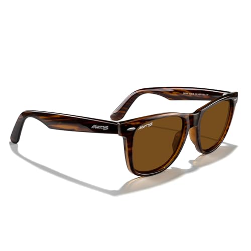 MERRY'S Classic Square Shape Polarized Sunglasses for Womens Mens Retro Designer UV400 Sun Glasses S6140 - color: Brown Stripe Frame/Brown Lens
