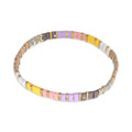 Sonateomber Tila Flat Beaded Stretch Bracelets for Women, Trendy Unique Colorful Square Beads Handmade Stack Bracelet Friendship Accessories Fashion Jewelry Gift - color: Grey Purple