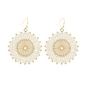 Colorful Bead Earrings For Women Summer Beach Handmade Bead Earrings Bohemia Hoop Dangle Earring For women - color: White