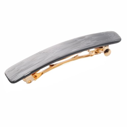 French Amie Small 2 1/4 inch Celluloid Handmade Hair Barrette No Slip Grip Durable Styling Women Hair Accessories Hair Clip for Girls, Made in France(Metallic Grey) - color: Metallic Grey