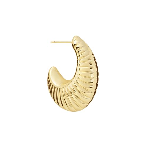Amazon Essentials Plated Tailored Hoop Earrings - color: Gold Tone, size: L: 1.29" X W: 0.45"