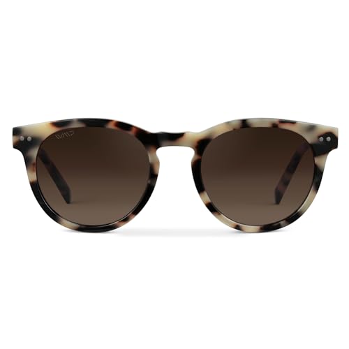WearMe Pro Round Polarized Sunglasses for Women - Retro Classic UV400 Protection for Driving & Everyday Wear - color: Beige Tortoise / Brown Gradient Lens