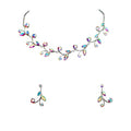 Faship Gorgeous Rhinestone Crystal Floral Necklace Earrings Set - color: Multicolors / AB
