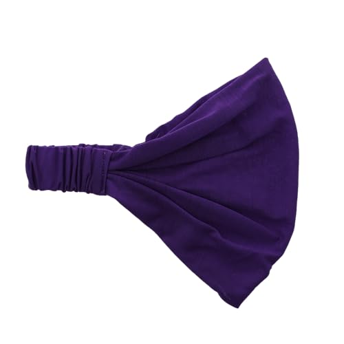 Motique Accessories Wide Cotton Head Band Solid Boho Yoga Style Soft Hairband for Women (Purple) - color: Purple