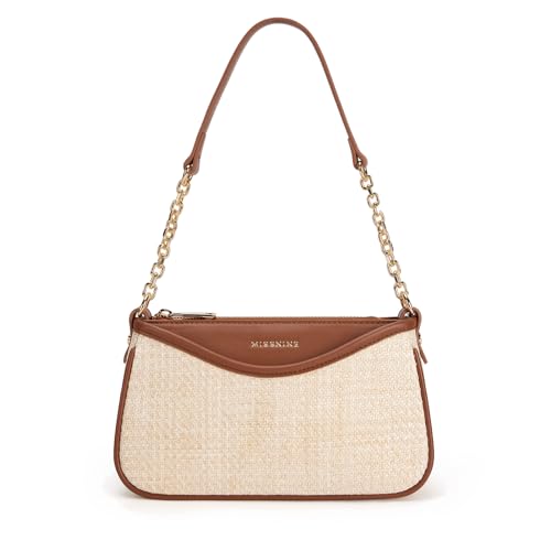 Missnine Purses for Women, Shoulder Bag Small Handbags Vegan Leather Underarm Bags Trendy Hobo Cute Clutch Purse - color: Brown+beige
