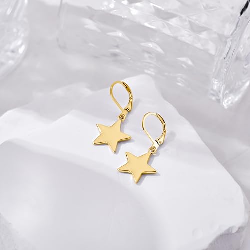 Leverback Earrings Dangle Earrings for Women Dangly Earrings Anniversary Birthday Gifts for Women - style: Star Earrings-Gold