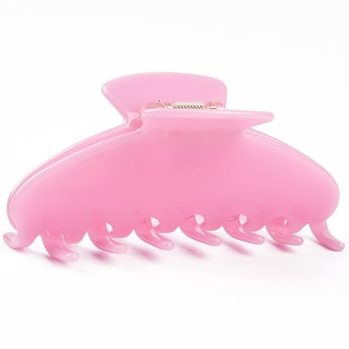 MAORULU Cute Claw Clip for Women – 4.3'' Large Acetate Hair Clips for Thick Thin Curly Long Hair, Durable Hair Clamps Non-slip Jaw Clip, Strong Hold, Stylish French Design (Jelly Pink) - color: Jelly Pink
