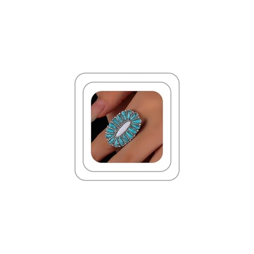 Turquoise Western Rings for Women Adjustable Country Rings Vintage Turquoise Open Ring Western Country Jewelry Gifts - style: Style3