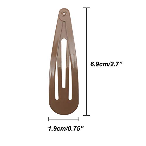 20 Pieces 2.7'' Big Size No Slip Metal Snap Hair Clips Women Barrettes Black Hair Pins (10 black 10 Brown) - color: 10 black 10 coffee