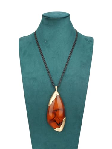 Leather Necklace for Women Large Pendant Hippie Choker Necklace Vintage Sweater Necklace Chunky Boho Necklaces for Women - style: Indian Leather Necklace