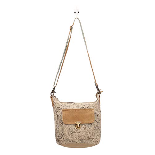 Myra Bag Floral Purses for Women - Genuine Leather and Canvas Floral Purse with Flower Print, Flower Handbags for Women - style: Doyen Shoulder Bag