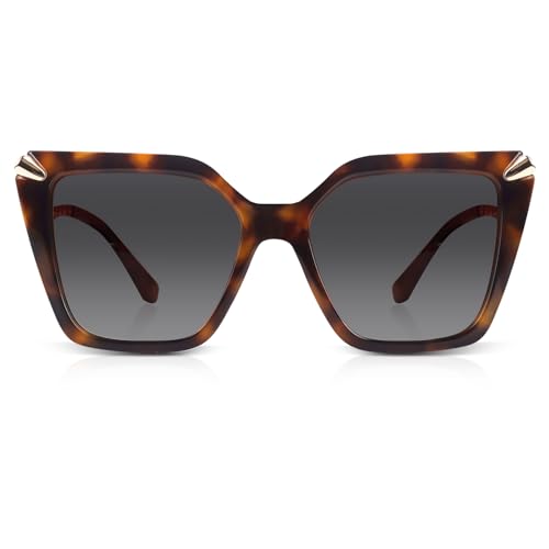 DrRelax Big Square Sunglasses Womens Retro Polarized Sun Glasses with Metal UV 400 Protection - color: Tortoise/ Gradient Grey