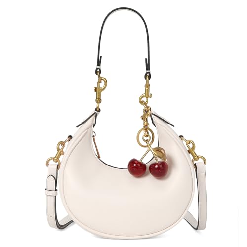 JQWSVE Small Top Handle Bags for Women Mini Purses Cute Ladies Handbags Crescent Mini Crossbody Bags with Cherry - color: B01-large-white
