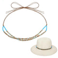 Adjustable Cowboy Hat Band for Women Men, Turquoise Cowboy Beaded Bands, Cowgirl Rope Belt for Panama Fedora - color: Green B