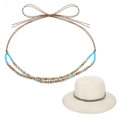 Adjustable Cowboy Hat Band for Women Men, Turquoise Cowboy Beaded Bands, Cowgirl Rope Belt for Panama Fedora - color: Green B