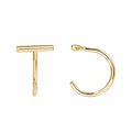 PAVOI 925 Sterling Silver Huggie Half Hoop Earrings | Hypoallergenic Minimalist Tiny Cartilage Earring - style: Bar