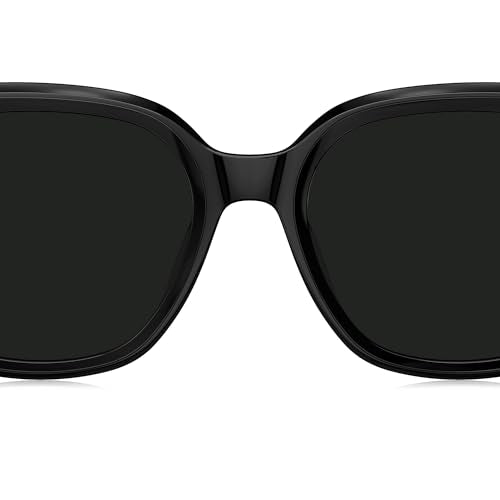 BOLON Women Trendy Cat Eye Polarized Sunglasses, Exclusive Eyewear Brand of EssilorLuxottica - color: Shiny Black/Grey Polarized Small