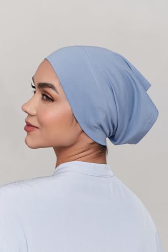 Women Under Scarf Hijab Cap Undercap Headwrap Scarf Stretch Tube Neck Cover - color: Sky Blue