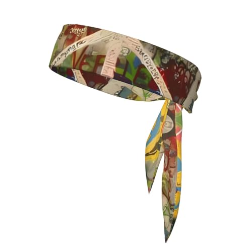 Sports Head Tie Westie Dogs Beach Summer Tropical Tie Sweatband Headband Men Women Elastic Bandana Adjustable Non-Slip Moisture Wicking for Running Football Yoga Workout Athletic Hair Ninja Head Band - color: Rectangle Peace Sign Graffiti All You Need Is