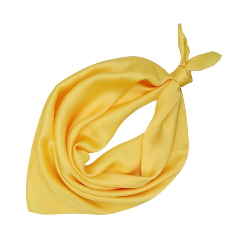 vimate Head Scarf for Women Hair 27'' Square Satin Silk Feeling Bnadana Neck Scarf Handbag Accessories Etc - color: C86#. Yellow