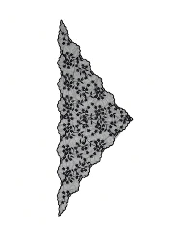 SweatyRocks Women's Floral Embroidery Lace Triangle Hair Scarf Headband Sheer Hair Bandana - color: Black, size: One Size