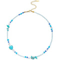 Beaded Necklaces for Women Summer Beach Beaded Necklace Bead Choker Boho Necklaces for Women Handmade Summer Jewelry Stainless Steel 18K Gold Plated - color: Turquoise