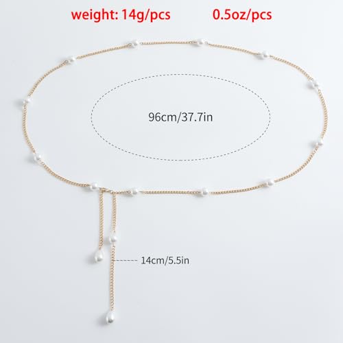 Bohemian Fake Pearl Bikini Body Chain for Women Adjustable Waterproof Belly Waist Jewelry Layered Cubic Zirconia Swimsuits Beach Chains Summer Festival Mermaid Party Accessories - style: Style-A