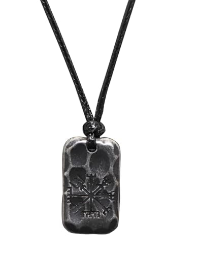 Ankiyabe Stainless Steel Norse Viking Rune Pendant with Adjustable Braided Rope Good Luck/Love/Strenght/Health Viking Symbol Necklace for Men Women - color: VEGVISIR
