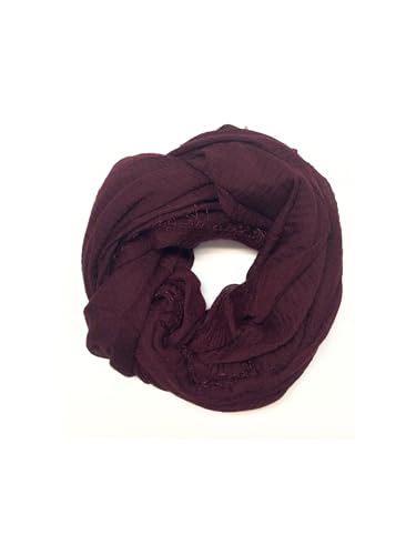 Humble Hilo Womens Woven Bohemian Style Gauze Scarf,Shawl, Head Wrap Fringed Edge Lightweight, Long Folds Small - color: Eggplant