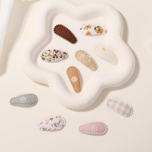 YLEN YHXX 20 PCS Baby Snap Hair Clips Mini Baby Barrettes 1.5 Inches Cute Floral Print Toddler Hair Clips Non Slip Wrapped Girls Hair Clips Hair Accessories for Infants Toddler - color: 20PCS-A
